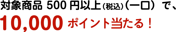 対象商品 500円以上（税込）（一口）で、10,000ポイント当たる！