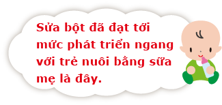 Sửa bột dã dạt tới mức phát triển ngang với trẻ nuôi bằng sữa mẹ là dây.