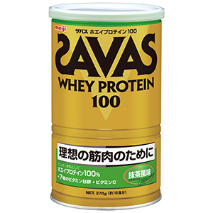 写真：ザバス ホエイプロテイン100 抹茶風味 18食分の商品パッケージ