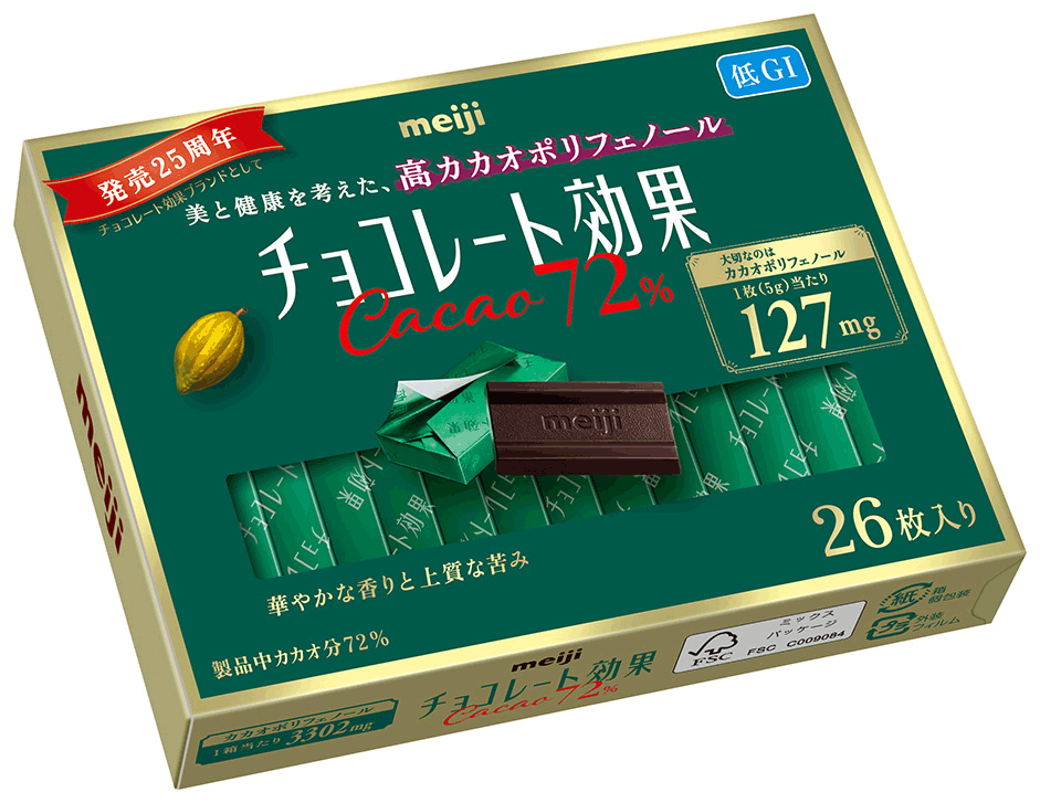 画像：チョコレート効果 カカオ72％ 26枚入りの商品パッケージ