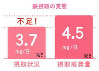 画像：鉄摂取量の実態棒グラフ