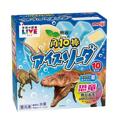 「明治 角10棒アイスソーダ（45ml×10本）」の商品パッケージ