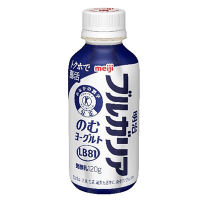 画像：「明治ブルガリアのむヨーグルト LB81」（ONE SHOT・120g）の商品パッケージ