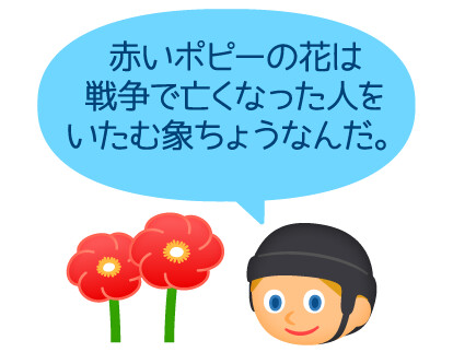 赤いポピーの花は戦争で亡くなった人をいたむ象ちょうなんだ