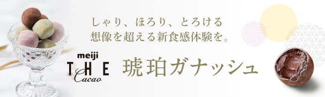 しゃり、ほろり、とろける 想像を超える新食感体験を。 琥珀ガナッシュ