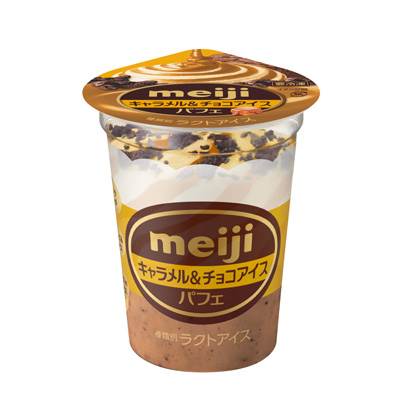 写真:明治 キャラメル&チョコアイス パフェ 185ml