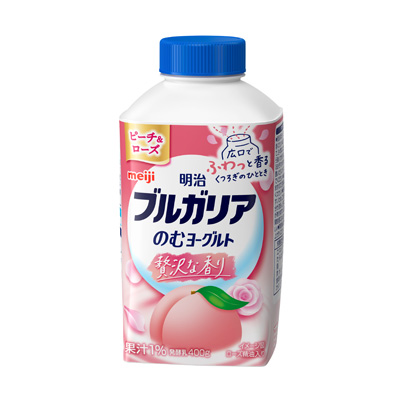 写真:明治ブルガリアのむヨーグルト 贅沢な香り ピーチ&ローズ 400g